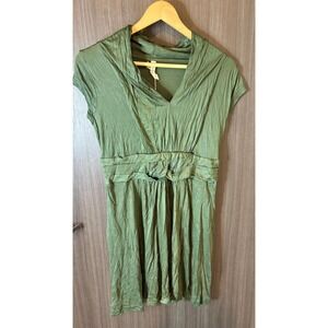 Avatar Dress Women Medium Green Viscose Cap Sleeve V-Neck minamalist cosplay new
